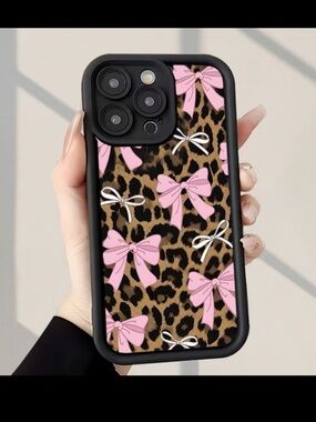 iPhone 16 Pro Phone Case with Pink Bows and Leopard Print~NEW in packaging